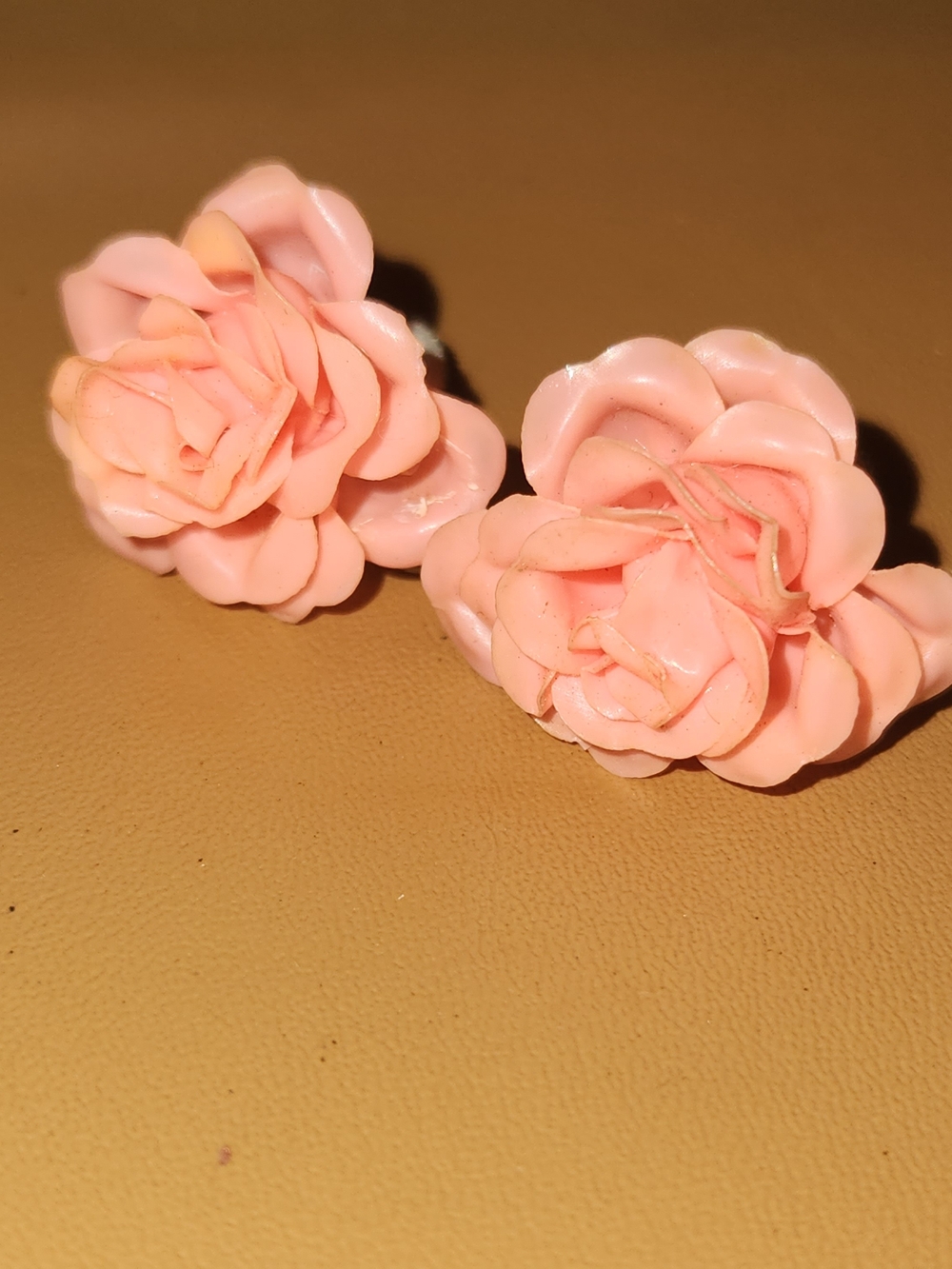 Pink Rose Flower Stud Earrings - Unbranded